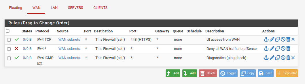 pfSense WAN firewall rules